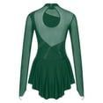 thumbnail image 4 of Hansber Robe de Patinage Artistique pour Femme, Strass Brillants, Robes de Danse Lyrique, Tenue de Danse Moderne Contemporaine, Vert, TTG, 4 of 7
