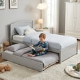thumbnail image 6 of Guqiart Twin Size Trundle Bed Frame, Solid Wood Construction with Headboard, Roll Out Trundle & Wood Slat Support, Single Platform Bed No Box Spring Needed, 6 of 12