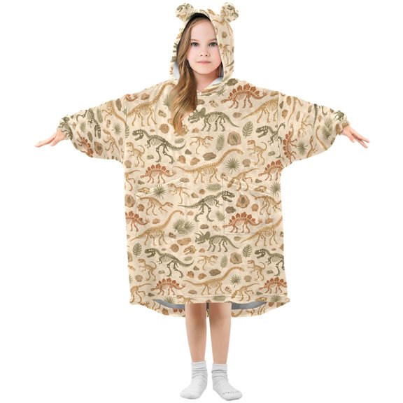 Wearable Blanket Hoodie Oversized Blanket Hoodie for Boys Girls Teens 3-14YR Dinosaurs