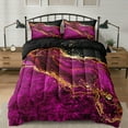 thumbnail image 4 of Hot Pink Marble Comforter Set Black Gold Bedding Set Dark Red Marble Texture Bed Comforter Set Abstract Home Decor, 4 of 12