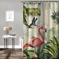 thumbnail image 2 of Orinice  Pink Flamingo Shower Curtain Tropical Bird Palm Tree Shower Curtain Set Green Plant Banana Leaf in Forest Beige Shower Curtains for Bathroom Waterproof Washable Fabric with Hooks, 69x72, 2 of 7