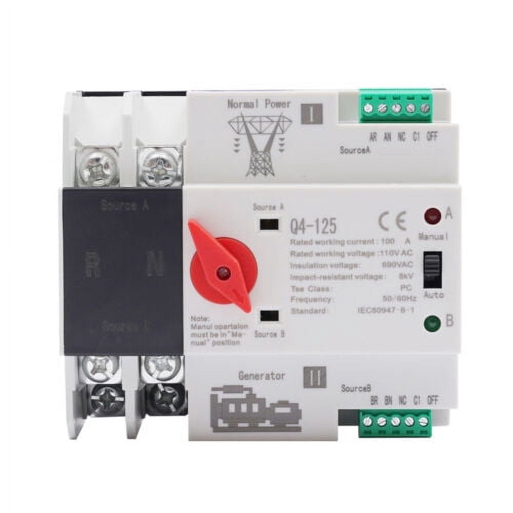 2P 100A 110V Dual Power Automatic Transfer Switch Generator Changeover Switch