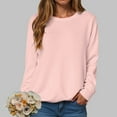 thumbnail image 4 of larppty Womens Sweatshirts Crewneck Basic Pullover Sweaters Fall Winter Cute Tops Teen Girls Clothes 2025 (Light Pink, M), 4 of 5