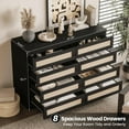thumbnail image 5 of YUSAZENS Dresser for Bedroom, Rattan 8 Drawer Double Dresser, Wood Dressers and Chest of Drawers, Dresser Organizer for Bedroom, Living Room, Hallway, Black, 5 of 7