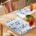 thumbnail image 4 of Blue Botanical Placemats Set of 6 Watercolor Garden Florals Leaf Place Mats Indoor Wipeable Table Mats Washable Cloth Dining Table Placemats for Kitchen Holiday Party Home Decor 13x19 Inch, 4 of 9