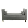 thumbnail image 2 of HomePop Banc de Rangement Rembourré en Tissu Moderne Rimo Gris/noyer, 2 of 10