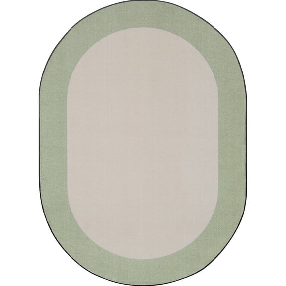 Joy Carpets Kid Essentials Easy Going 5'4" x 7'8" Oval Area Rug in Color Sage