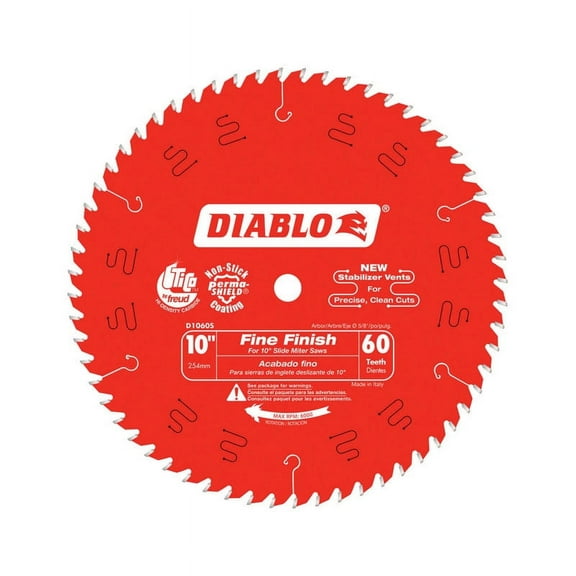 Diablo 10 in. Dia. x 5/8 in. Fine Finish Carbide Saw Blade 60 teeth 1 pk