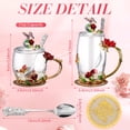 thumbnail image 2 of Conjunto Nuanchu 4 Juegos de Tazas de Té de Vidrio Decoradas con Flores de 12 oz con Tapa y Cuchara, 2 of 6