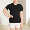 thumbnail image 4 of KPOPLK Girls Summer T Shirts Kids Casual Crewneck Solid Short Sleeve Loose Basic Tee Tops 1-12 Years Size 7-8 Years,Black, 4 of 6