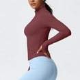 thumbnail image 4 of YUNAFFT Seamless High Neck Yoga Top for Women Long Sleeve Zipper Compression Fitness Shirt, 4 of 6