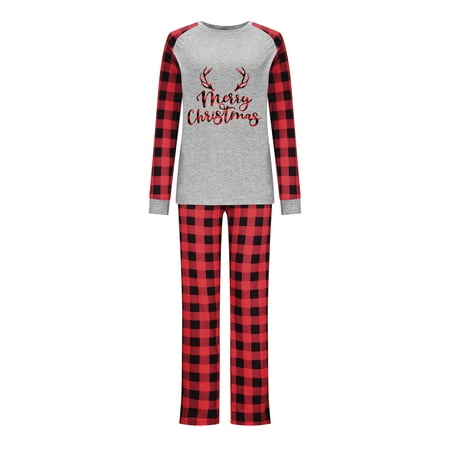 

SBYOJLPB Parent Child Outfit Parent-Child Attire Christmas Suits Patchwork Plaid Printed Homewear Round Neck Long Sleeve Pajamas Two-Piece Mom Sets Clearance