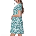 thumbnail image 2 of Disketp Teal turquoise shell para Vestido de Manga Corta para Mujeres, Vestidos de Verano para Mujeres, Casual y Holgado para la Playa, 2 of 6