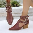 thumbnail image 2 of Wensltd Fashion High Heel for Women Buckle Strap Chunky Block Heel Pointy Toe Dressy Shoes, 2 of 3