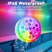 Pool Lights, 4 Pack 10 Colors Rechargeable Submersible LED Lights with Remote & 6 Modes, Dimmable Swimming Pool Light IP68 Waterproof, LED Underwater Light for Pond Fountain Hot Tub Pool Party