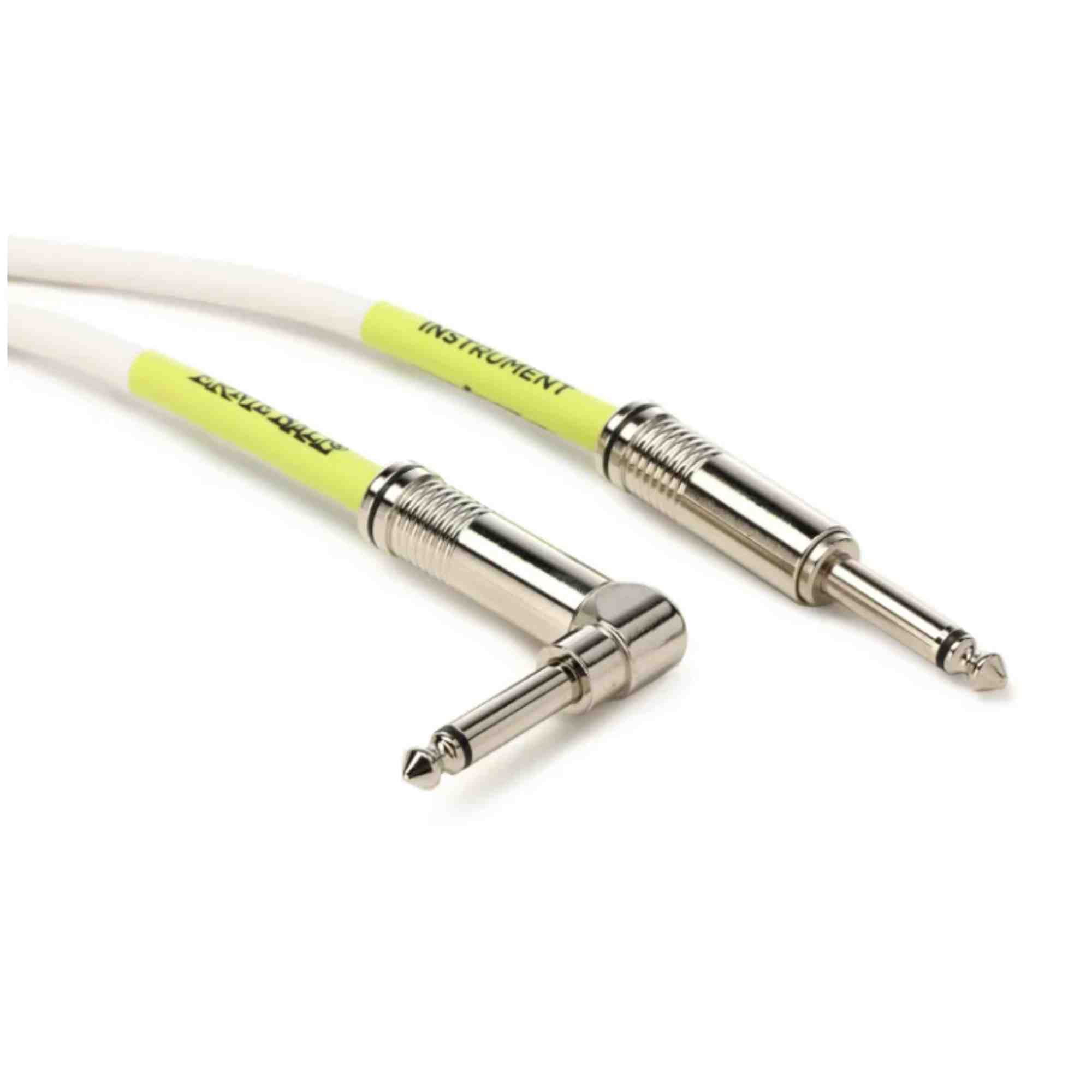 Ernie Ball Instrument Cable, Straight/Angle White, 10Ft