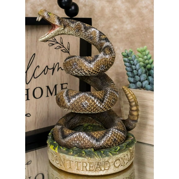 Realistic Ferocious Attacking Diamondback Rattlesnake in Coiled Posture Figurine