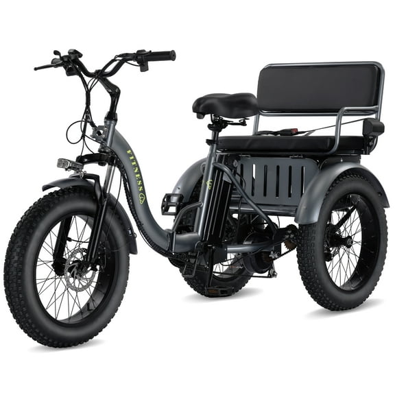 Broobey Pre- assembled 85% Two Seater Electric Tricycle 7 Speed 3 Wheel Electric Bicycle with 48V 20Ah Lithium Battery 500W Motor Max 15MPH Electric Tricycle for Adults with Rear Basket Green UL2849