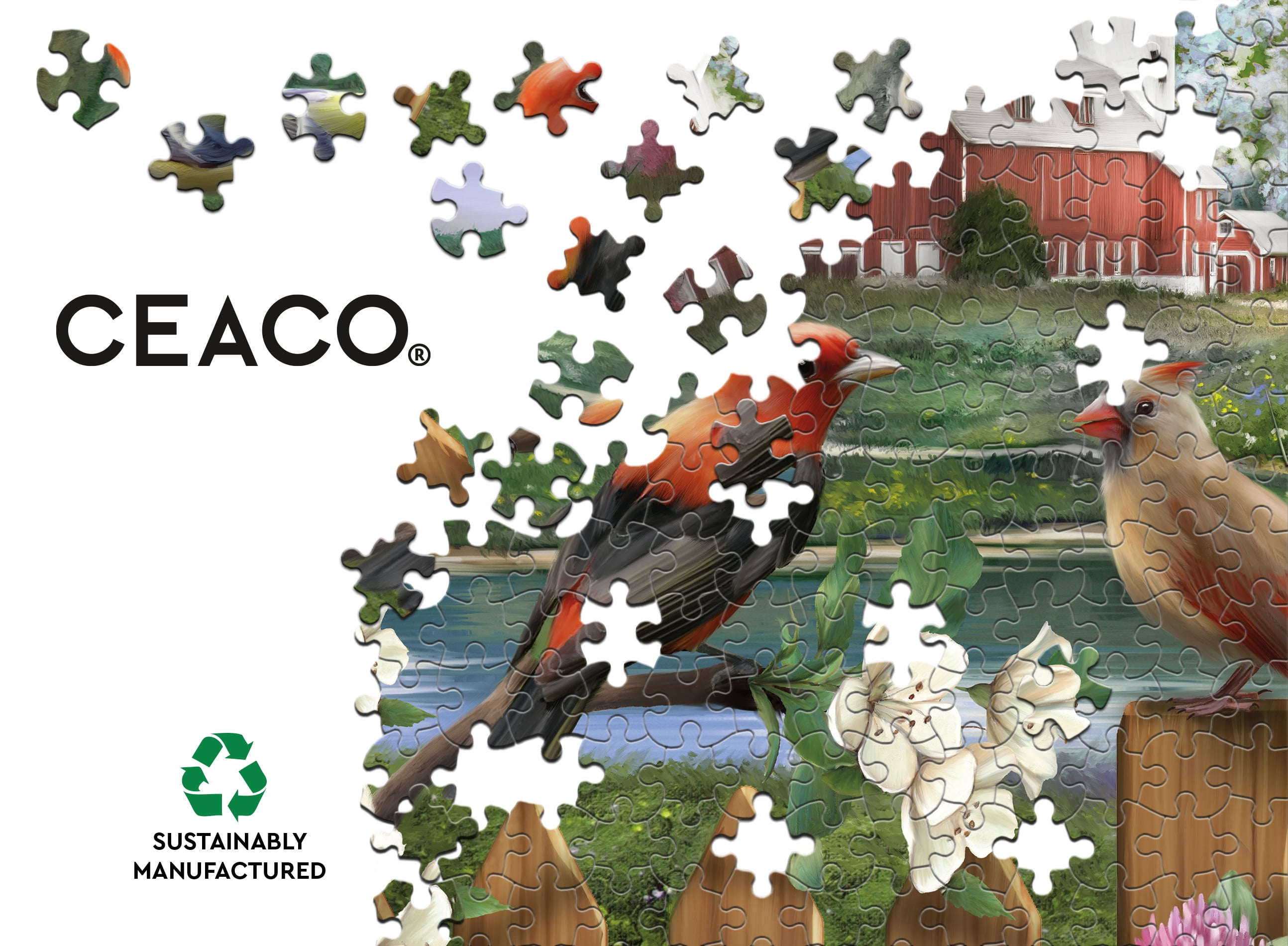 Ceaco Tom Wood Spring at the Farm 500-Piece Interlocking Jigsaw Puzzle for Adults Ages 14+