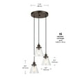 thumbnail image 3 of Jackson 3-Light Dark Bronze Pendant with Clear Glass Shade, Bulbs Included, 3 of 7