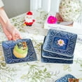 thumbnail image 4 of Sungmor Vajilla de Comedor Fina de Gres en Relieve, Platos Cuadrados de Porcelana de Estilo Barroco Antiguo de 6 Pulgadas, Juego de 4, 4 of 6