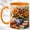 Orange, variant on Autumn Flower Vase Coffee Mug, Harvest Book Mug, Ceramic 11 oz