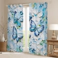 thumbnail image 2 of Erosebridal Teens Gradient Watercolor Butterflies Curtains Pack of 2 (42x84 Each),Abstract Flowers Curtains Blackout For Girls Boys,Blue White, 2 of 6