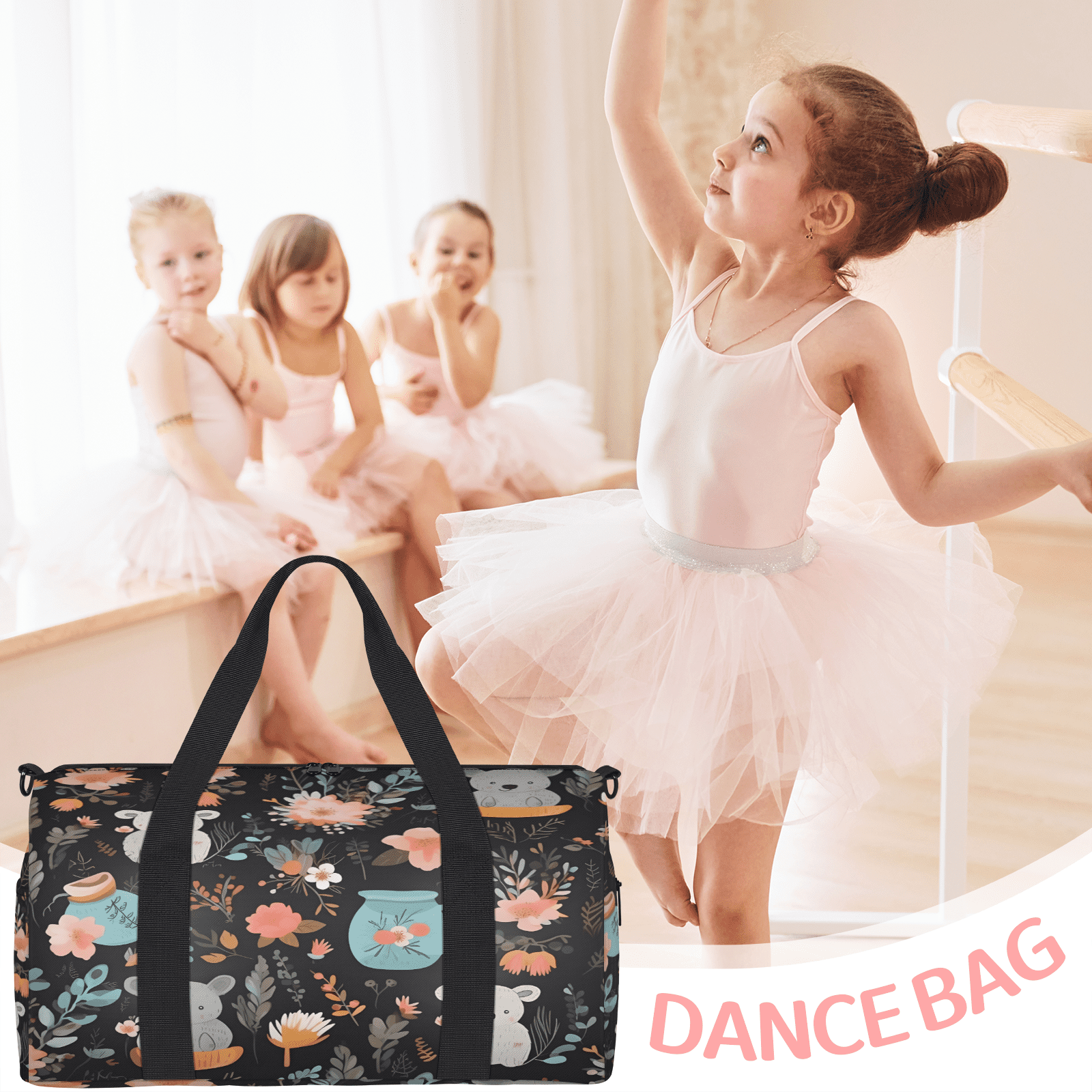 Herdesigns Koala Gym Bag for Women, Duffle Bag for Travel Sport, Flower Koala Lightweight Waterproof Carry on Weekender Dance Yoga Workout Bags