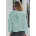 thumbnail image 1 of POGLIP Hoodie Vert Ample à Col en V Côtelé pour Femmes, 1 of 6