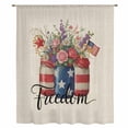 thumbnail image 2 of Independence Day Sheer Curtains 96 Inches Long, Spring Roses Flowers US Flag Rustic Plants Light Filering Curtains, Privacy Drapes Simi Floor to Veiling Curtain for Living Room Window Treatment, 2 of 9