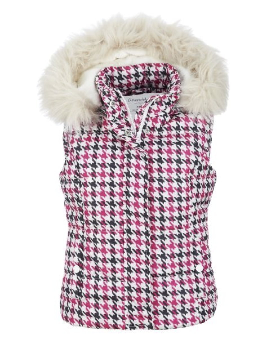 Aeropostale Women's Puffer Fur Vest Pink White Black Small