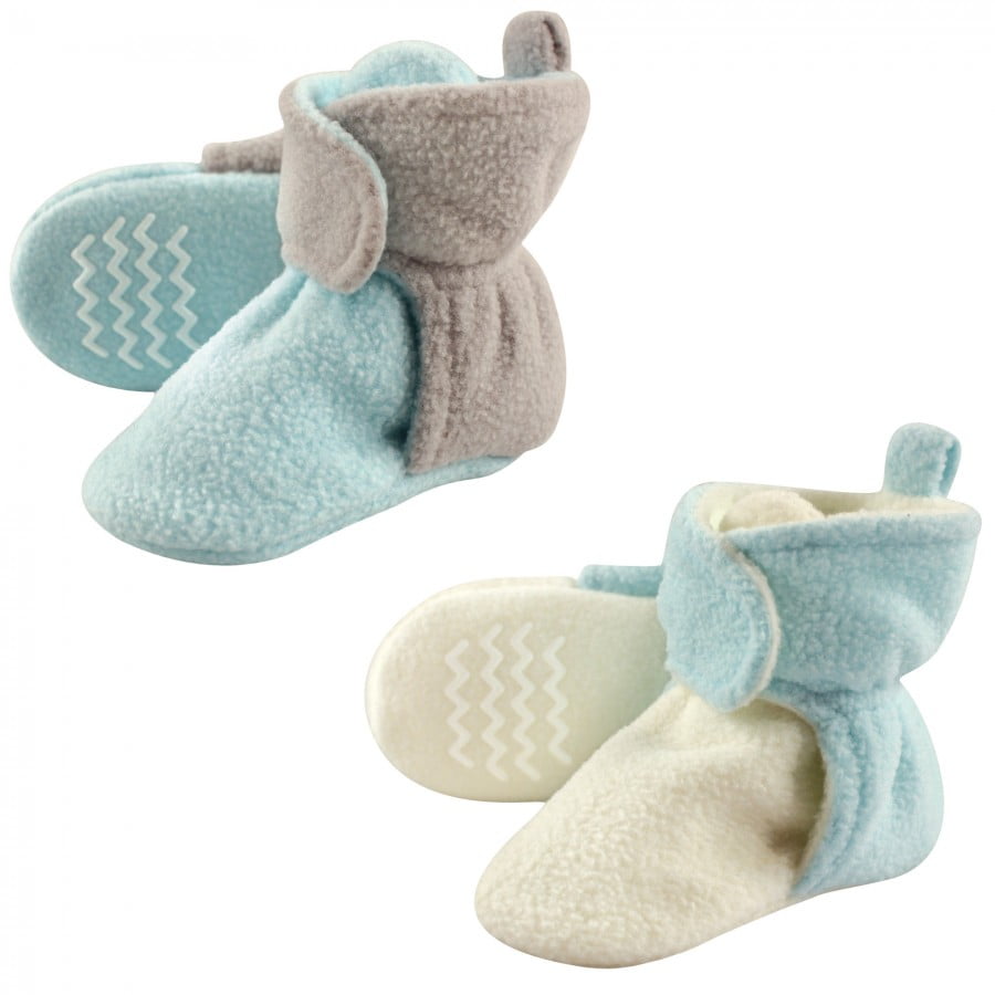 Hudson Baby Baby Cozy Fleece Booties with Non Skid Bottom 4T Charcoal/Heather Gray 