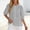 Gray, variant on 100% Cotton Womens Puff Sleeve Blouse Blue Elbow Ruffle Cuff Round Neck Partial Button Down Boho Flowy Peplum Waist,Size L