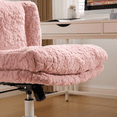 thumbnail image 4 of SESSLIFE 26.4 inch Wider Seat Office Chair, Artificial Rabbit Hair Home Office Chair with Metal Base, Adjustable Desk Chair Swivel Office Chair, Vanity Chair(Pink), 4 of 7