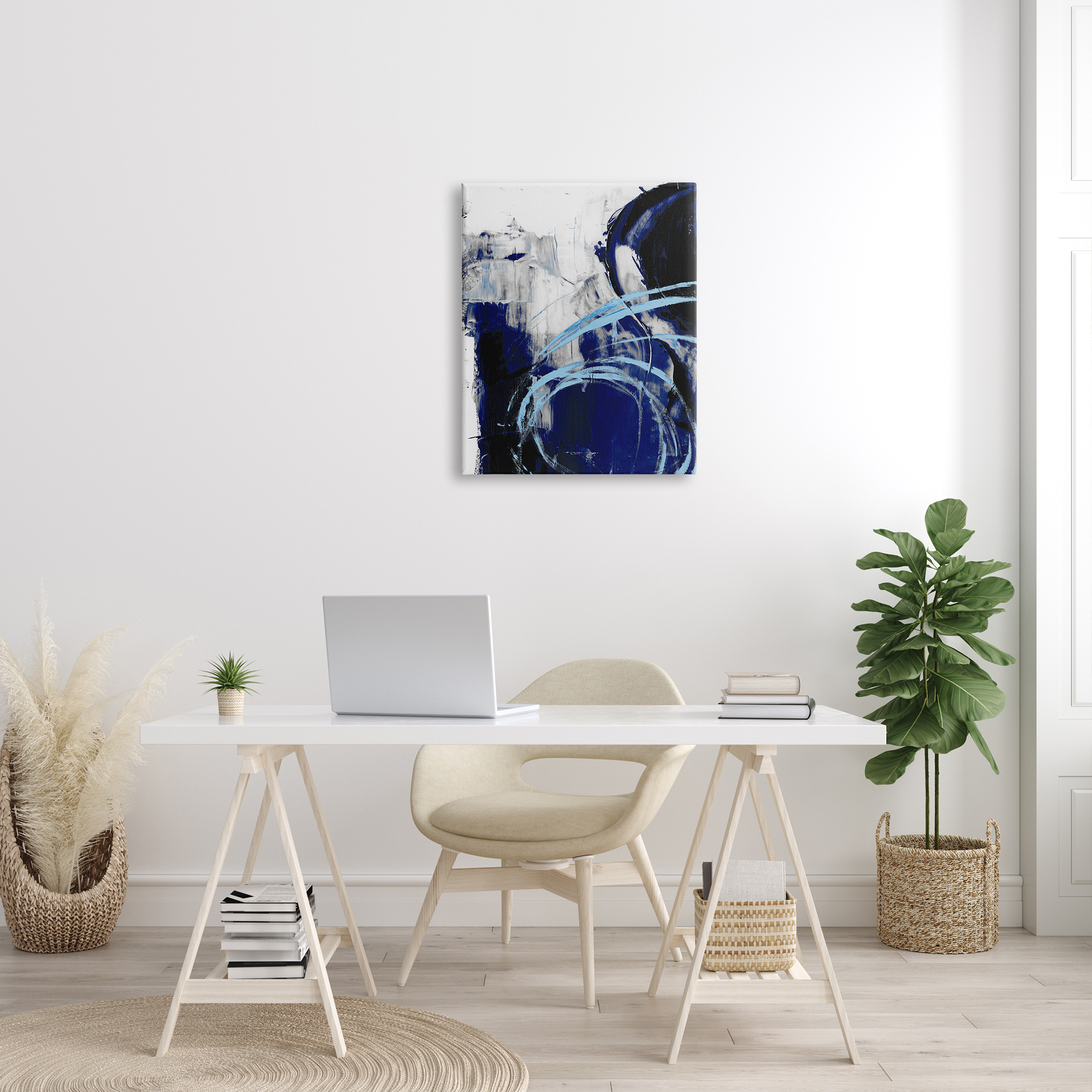 Stupell Industries Lively Indigo Blue Abstraction Chaotic Line Collage, 24 x 30, Design by Ethan Harper
