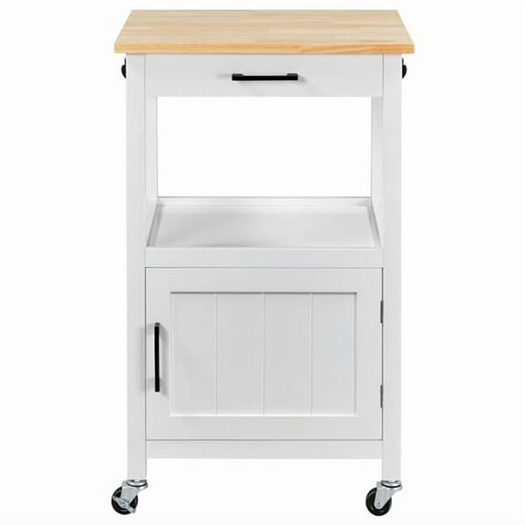 PetFurnishn Kitchen Island Cart On Wheels Coffee Cart w/Drawer, Storage Cabinet L22xW18xH35,White