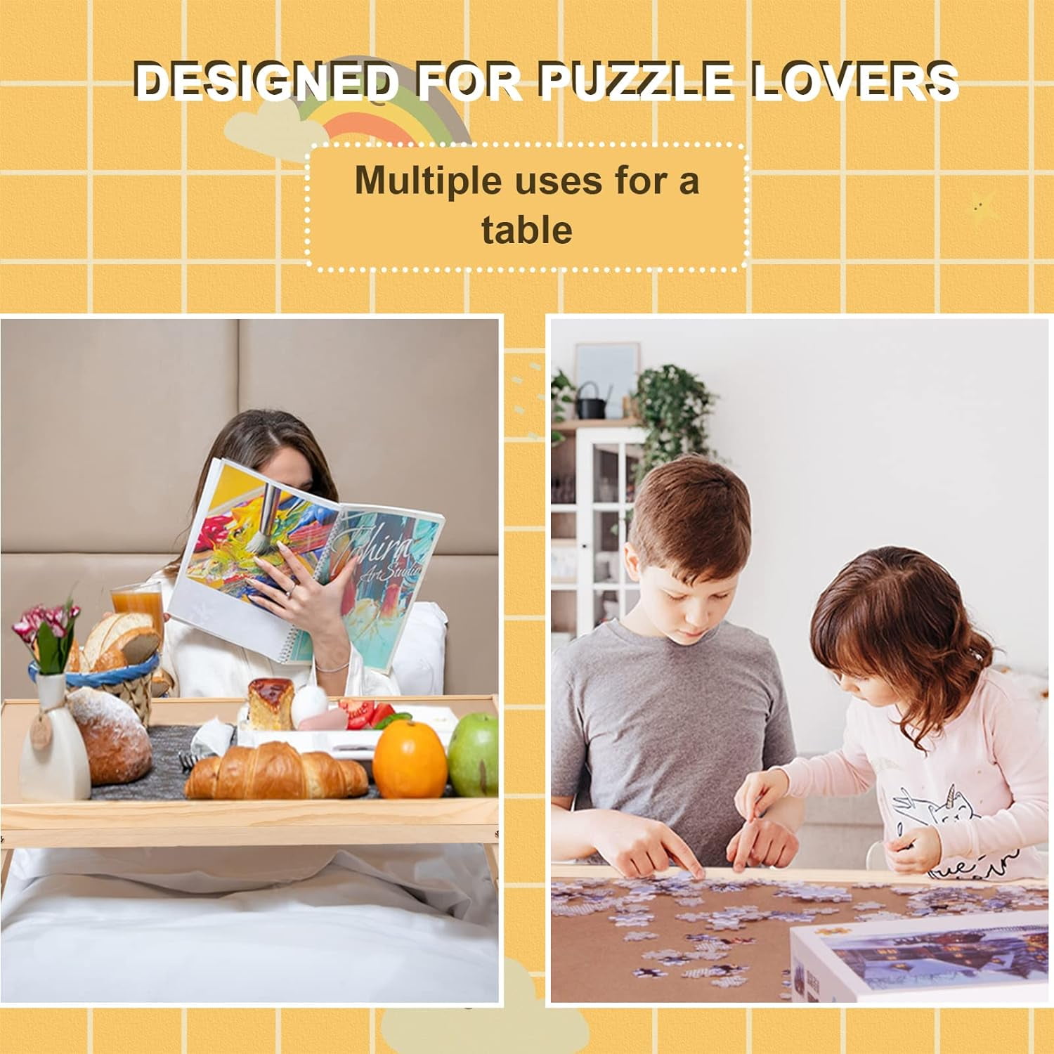 G TALECO GEAR Jigsaw Puzzle Table with Drawers, Legs and Cover, Wooden Puzzle Board for Adults 1500 Pieces, Puzzles Accessories, 34.3 "x 26.5"