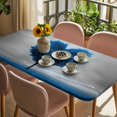 thumbnail image 3 of Valentine's Day Table Cloths for 3 Foot Rectangle Tables, Blue Heart Love Trees Romance Spring Patio Waterproof Elastic Fitted Tablecloths, Washable Rectangular Table Cover for Camping, 3 of 8