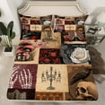 thumbnail image 2 of jejeloiu Gothic Skull Skeleton Full Size Sheets,Rustic Botanical Mushroom Bed Sheets,Retro Floral Sheet Sets For Men Women,Breathable Home Decor,4-Piece, 2 of 7