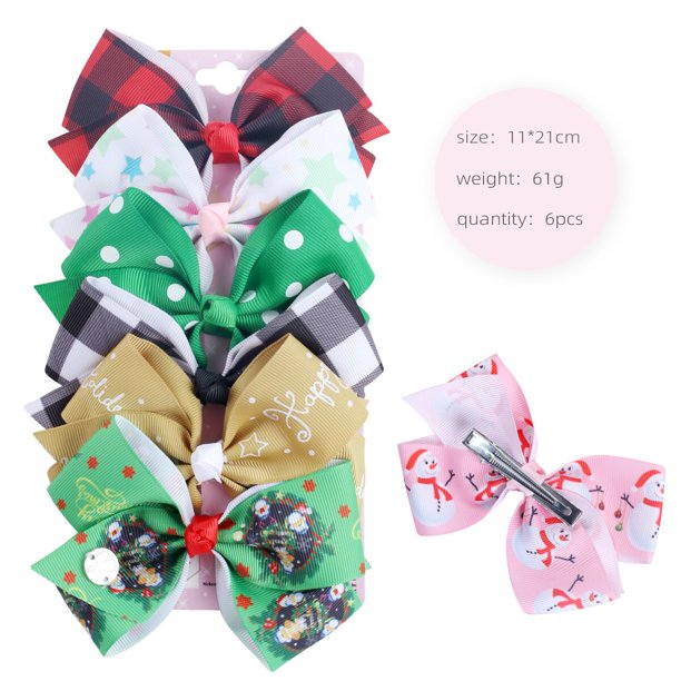 ncmama 6 piezas / juego 5quot; JOJO lazos para el cabello para niñas, pinzas para el cabello, pasadores para el cabello para niños, accesorios para el cabello de fiesta a la moda Dengxun unisex