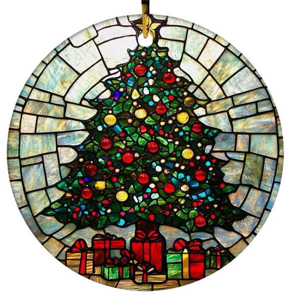 Pine Tree Stained Glass Ornaments, Pine Tree Ornament,Pine Tree Christmas Tree Ornament, Pine Tree Xmas Decorations Dxe8GM