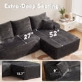 thumbnail image 4 of Ovios 96" Boneless Sectional Couch, Deep Seat Modular L-Shaped Sofa with Chaise for Living Room, Apartment, Grey(Plush Corduroy), 4 of 11