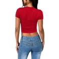 thumbnail image 3 of Womens Slim Fitted Crop Tops - Basic Crew Neck Short Sleeve Casual Tees for Going Out, 3 of 5