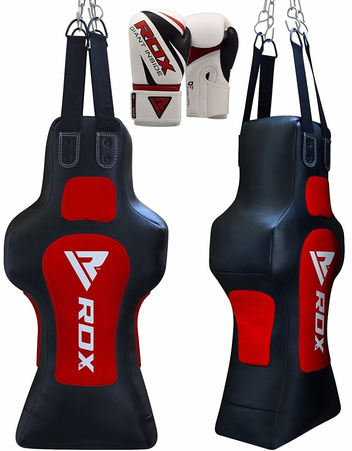 56" PUNCHING BAG WITH CHAINS Sparring MMA Boxing Training Canvas Heavy Duty Red 