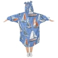 thumbnail image 2 of joogoo Wearable Blanket Hoodie for Sailboats Blue Oversized Sherpa Hooded 3-14 YR M, 2 of 7