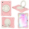 thumbnail image 3 of ELEHOLD Military Grade Shockproof Case for Samsung Galaxy Tab A9, Heavy Duty Protection Ring Stand Cover, Adjustable Angel, Detachable Shoulder Strap, Pencil Holder, Pink, 3 of 11