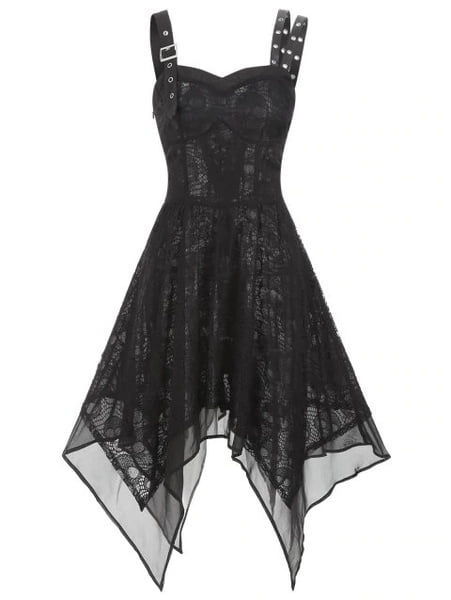 lace panel cross back gothic corset dress