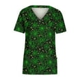 thumbnail image 4 of Shldybc Scrubs for Women Halloween Tops Skeleton Pumpkin Tops Blouse Ghost Print Uniforms & Scrubs for Women Nurse Stretchy Workwear Holiday Casual Tees Blouse Scrubs Tops with Pockets-Green, 4 of 4