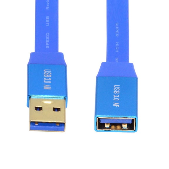 FVH Ultra Flat Slim USB 3.0 Type-A Male to USB3.0 A Female Cable Extension Blue 5Gbps for Disk SSD Camera Data