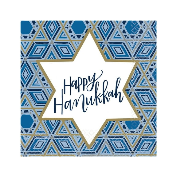 Hanukkah Festival of Lights Luncheon Napkins - 2 Ply - 36 Napkins Per Pack (712623a)